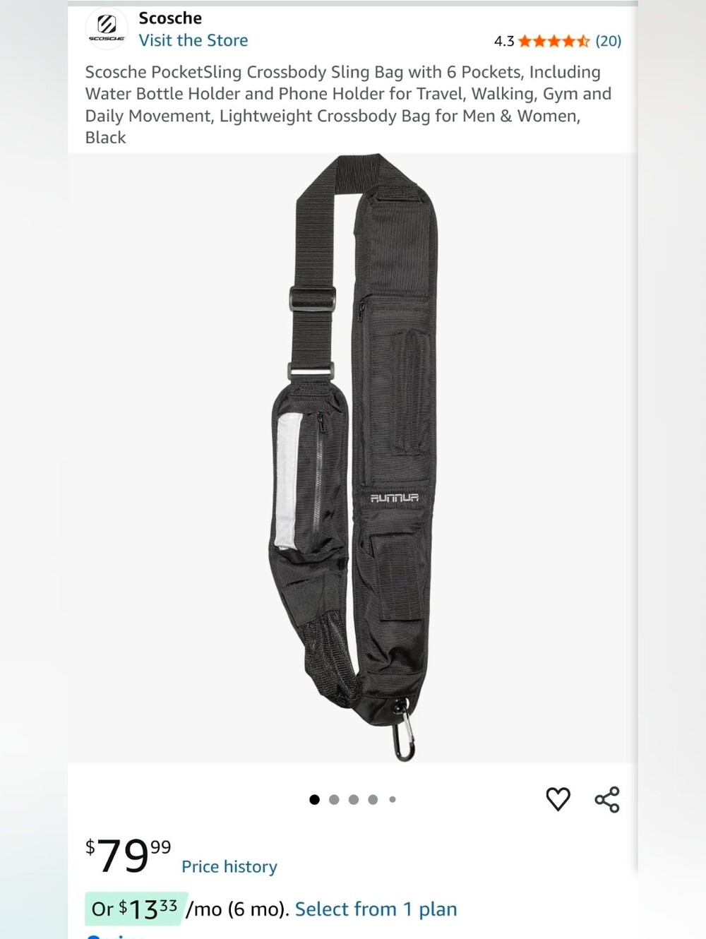 NIB PocketSling Crossbody Sling Bag 6 Pockets Water Bottle Phone Travel Slingbag - Picture 14 of 14